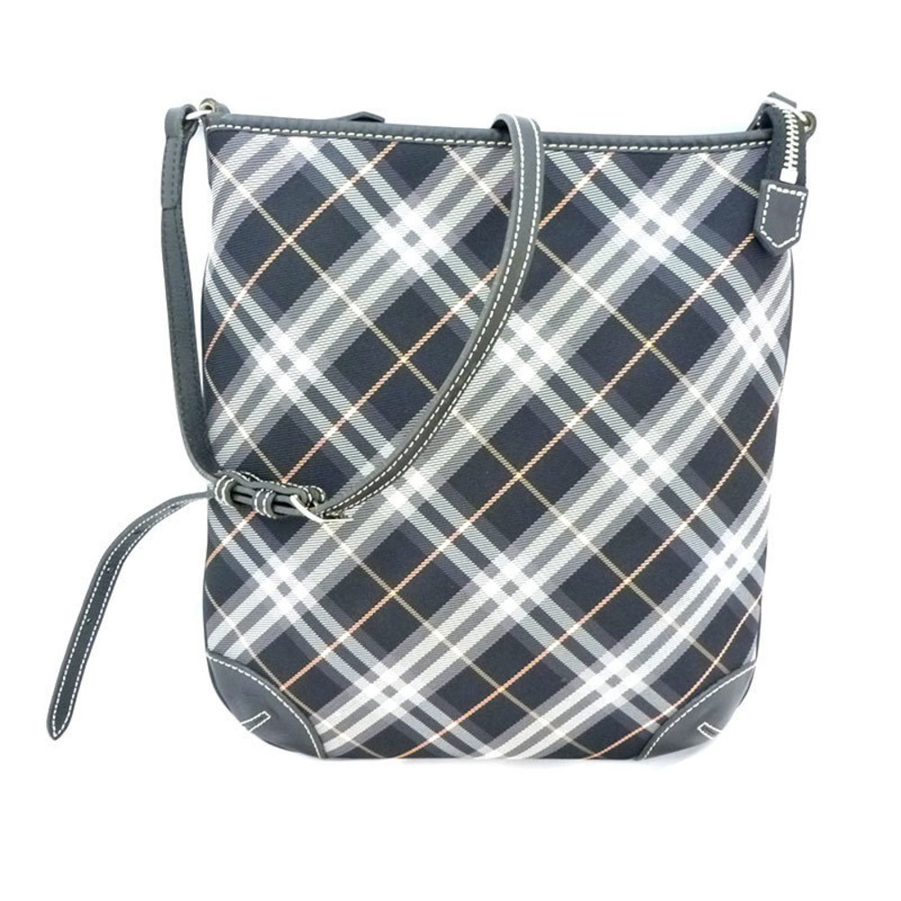 Burberry Label Plaid Pattern Leather Shoulder Bag… - image 1